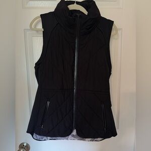 Athleta Black Vest with Reflective Silver Hood